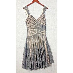 JS Collections Black & Cream Formal Dress, Ball, Gala Wedding Guest  Midi Size 8